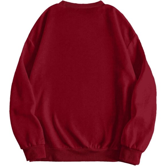 ⚡Women Burgundy Chicago Imported Graphic Crewneck Long Sleeve Sweatshirt - Picture 2 of 5